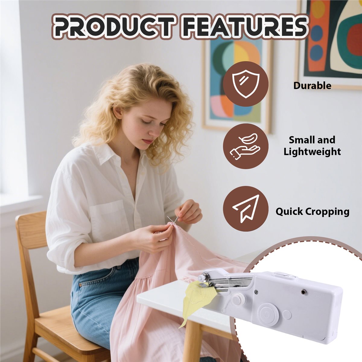 Mini Electric Sewing Machine Handheld - Portable Manual Mini Micro-Home USB Electric
