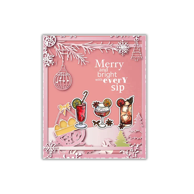 Festive Party Cups Of Drink Cl - Clear Silicone Stamps For Card Making review and price