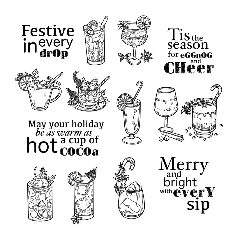 Festive Party Cups Of Drink Cl - Clear Silicone Stamps For Card Making review and price