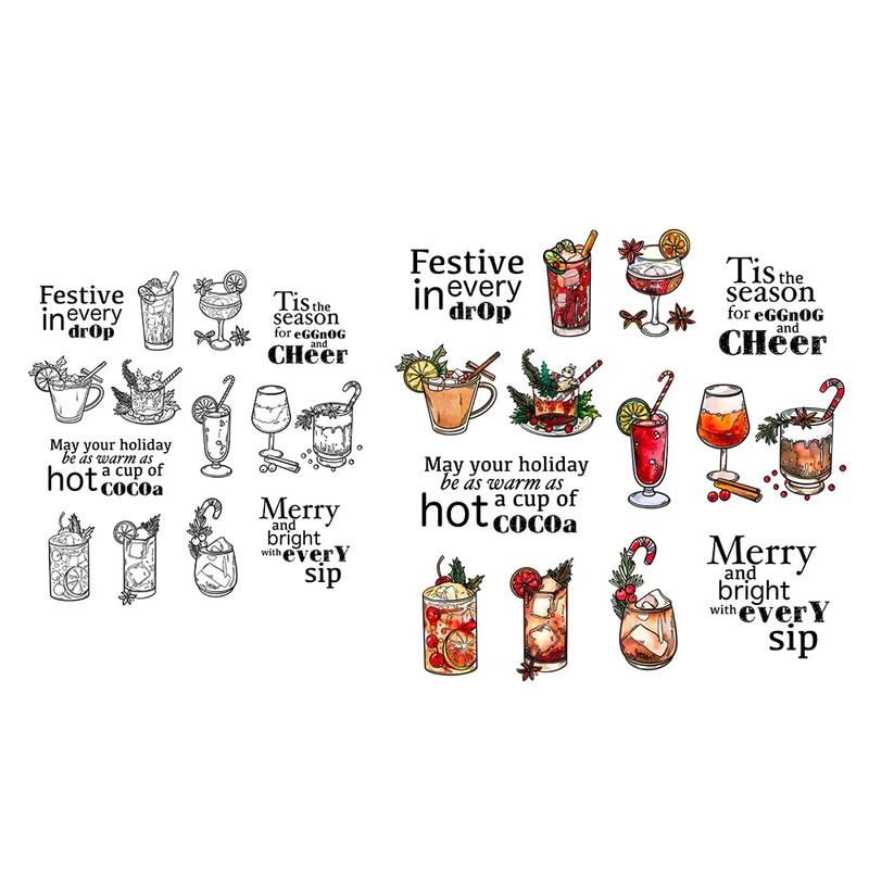 Festive Party Cups Of Drink Cl - Clear Silicone Stamps For Card Making review and price