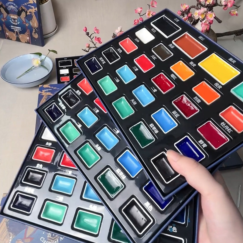 24-color Solid Chinese Paintin - Watercolor Paint Set Solid Pigment review and price