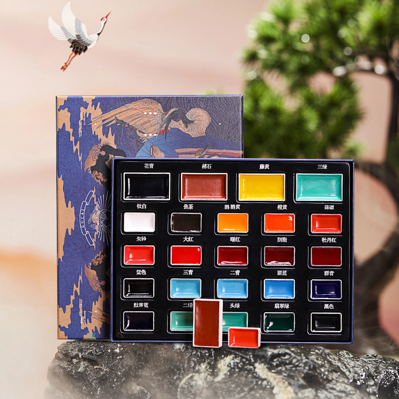 24-color Solid Chinese Paintin - Watercolor Paint Set Solid Pigment review and price