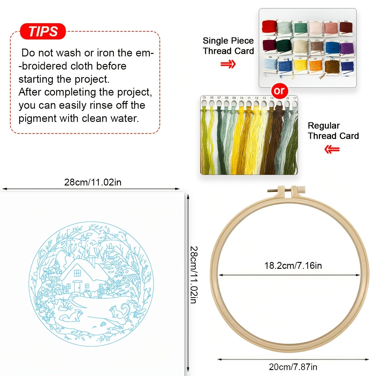 Winter DIY Embroidery Kit, 20x - Cotton Embroidery Thread Skeins review and price