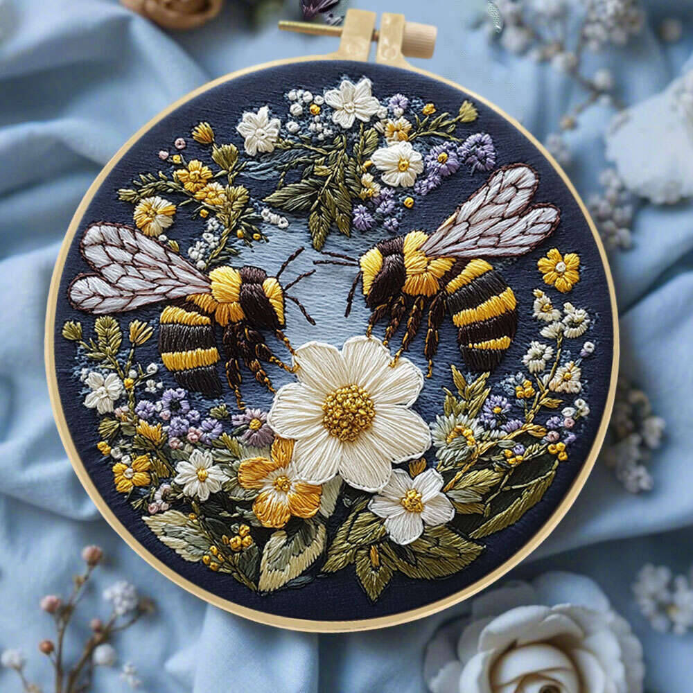 1Pc Bees Flower Embroidery Kit - Cotton Embroidery Thread Skeins review and price