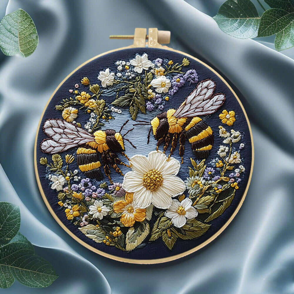 1Pc Bees Flower Embroidery Kit - Cotton Embroidery Thread Skeins review and price