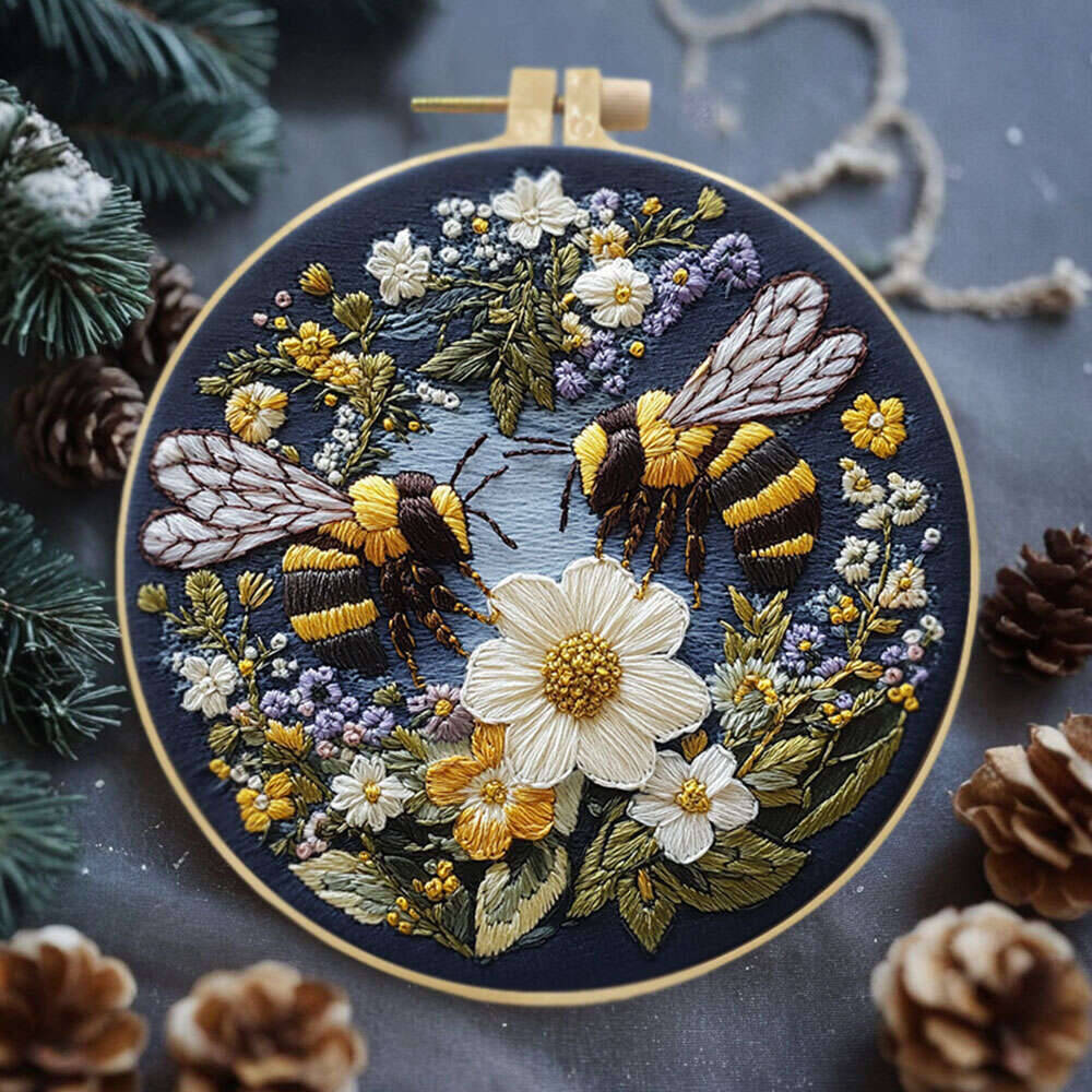 1Pc Bees Flower Embroidery Kit - Cotton Embroidery Thread Skeins review and price