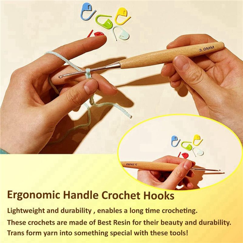 M12K-40Pcs Wood Crochet Hooks  - Wooden Crochet Hooks Ergonomic Handle review and price