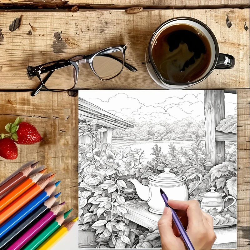 Tea In The Gardens Coloring Bo - Painting Supplies review and price